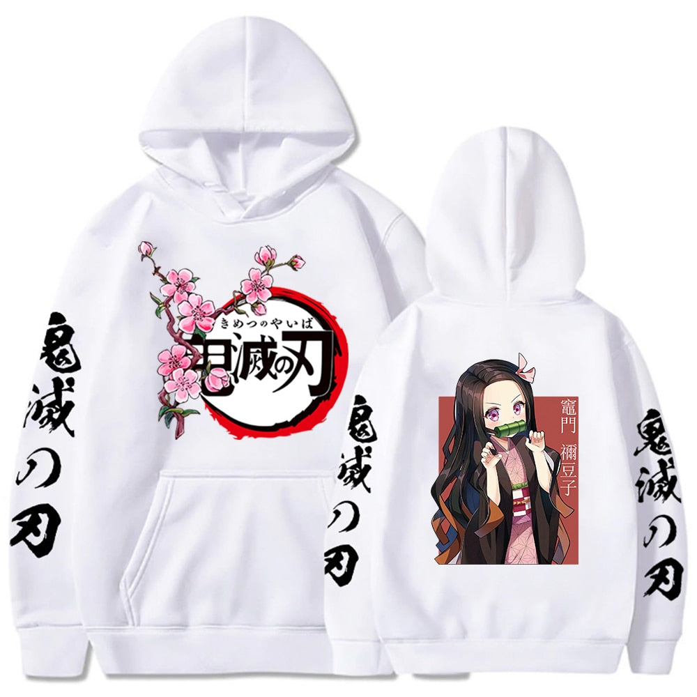 Hot Demon Slayer Kimetsu No Yaiba Hoodie Hip Hop Anime Pullovers Tops Loose Long Sleeves Autumn Man Cloth