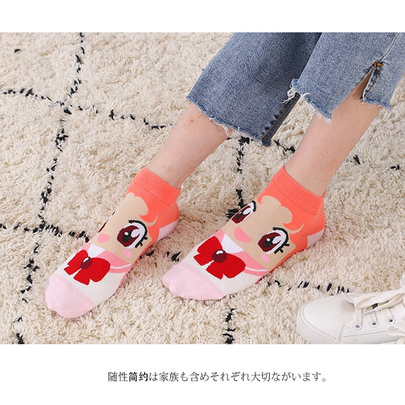 6 pairs High Quality Novel original design new products cute Kawaii playful cat sailor Moon breathable funny lovely women Socks