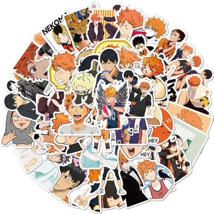 50PCS/set New Haikyuu Stickers Decal to DIY Laptop Phone Guitar Suitcase Skateboard PS4 Toy Anime Haikyuu!! Waterproof Sticker