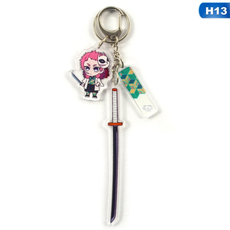 Anime Demon Slayer Keychain Acrylic Kimetsu no Yaiba Blade of Ghost Keychains Key Cover Chain Keyring Jewelry Accessories Gifts