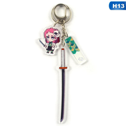 Anime Demon Slayer Keychain Acrylic Kimetsu no Yaiba Blade of Ghost Keychains Key Cover Chain Keyring Jewelry Accessories Gifts