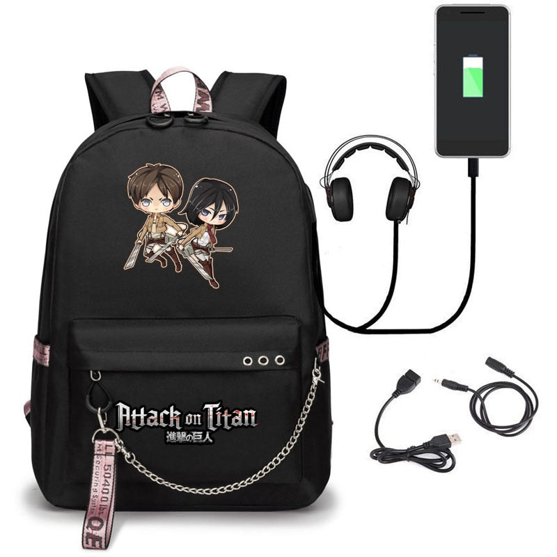 Attack on Titan Backpacks for Teenager Canvas Black Travel Bags Students Laptop Bag Boys Girls Back to School Mochila Sac A Dos