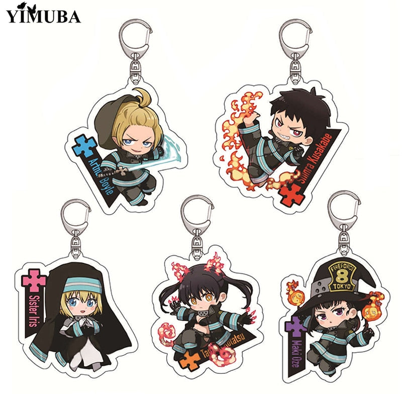 Enn Enn No Shouboutai Fire Force Cosplay Keychain High Quality Transparent Acrylic Fashion Anime Figures Key Chain Cute Trinkets