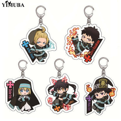 Enn Enn No Shouboutai Fire Force Cosplay Keychain High Quality Transparent Acrylic Fashion Anime Figures Key Chain Cute Trinkets