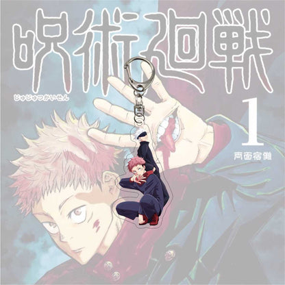 Hot Fashion Jujutsu Kaisen Yuji Itadori Keychain Fushiguro Megumi Cosplay Two-sided Acrylic Keyring Anime Jewelry Fans Souvenir