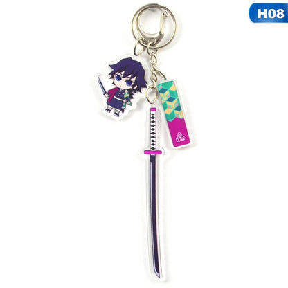 Anime Demon Slayer Keychain Acrylic Kimetsu no Yaiba Blade of Ghost Keychains Key Cover Chain Keyring Jewelry Accessories Gifts