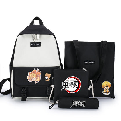 4PCS/set Demon Slayer: Kimetsu No Yaiba Kamado Tanjirou Agatsuma Zenitsu Hashibira schoolbag Backpack Shoulder bag Model Gift