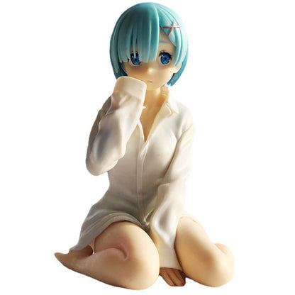 11CM Sitting Anime white shirt Re: Zero in a different world from zero Brianna Knickerbocker Ram Rem doll Model toys Gift