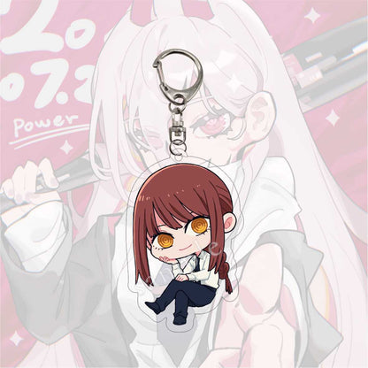 Kawaii Figures Anime Chainsaw Man Keychain Pochita Power Makima Angel Hayakawa Aki Key Ring 6cm Acrylic Charm Key Chain Llaveros