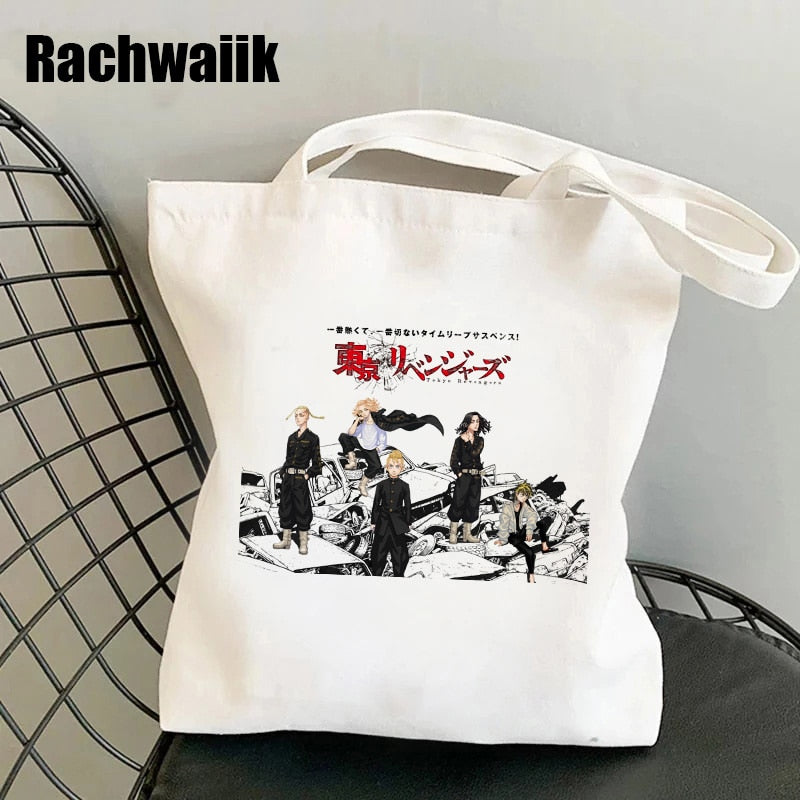 Tokyo Revengers Shopping Bag Graphic Tote Harajuku Shopper Bag Women Canvas Shoulder Bag Female Ulzzang Funny Eco Large-capacity