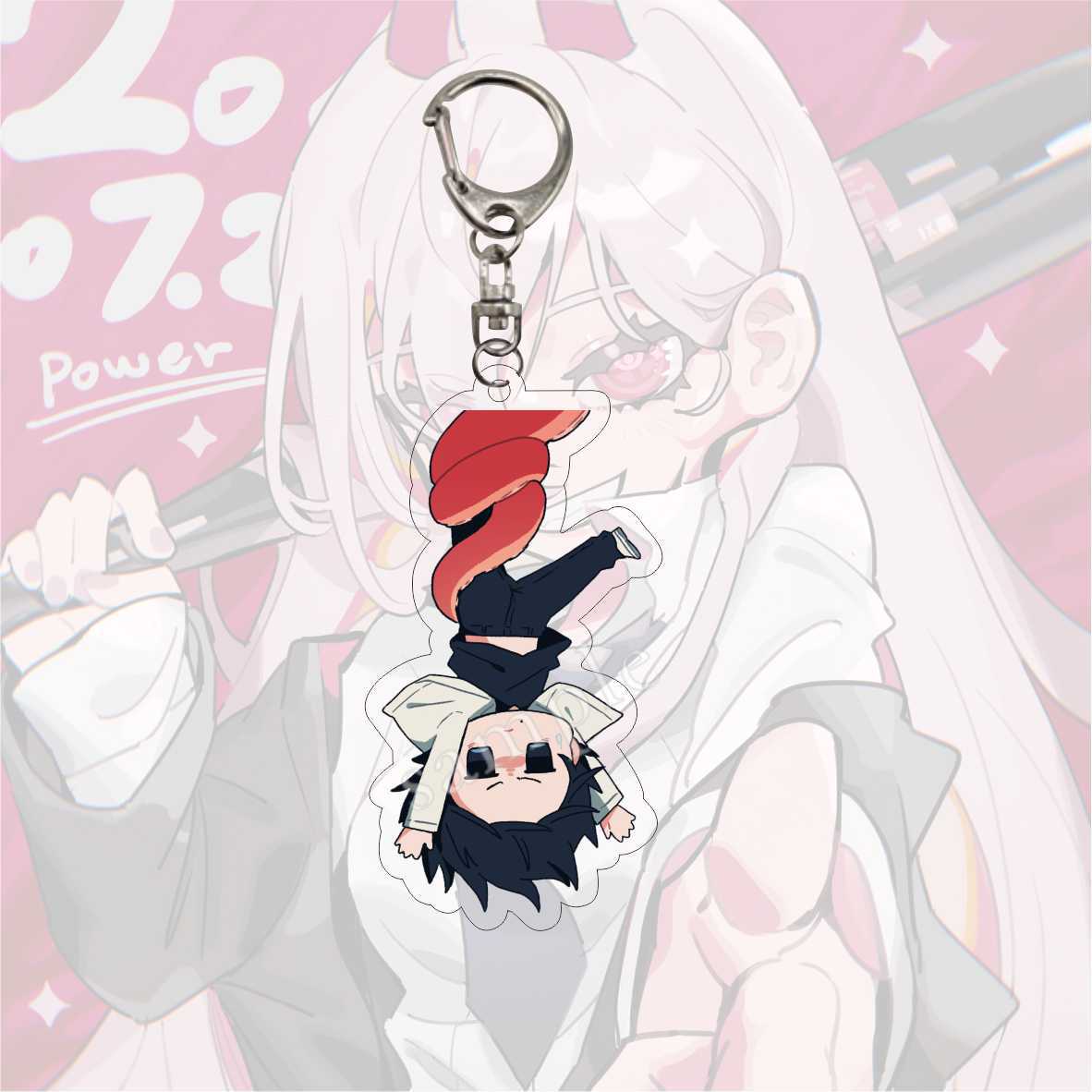 Kawaii Figures Anime Chainsaw Man Keychain Pochita Power Makima Angel Hayakawa Aki Key Ring 6cm Acrylic Charm Key Chain Llaveros