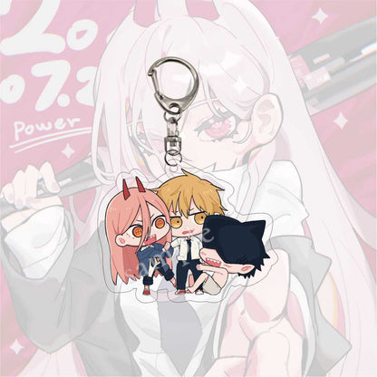 Kawaii Figures Anime Chainsaw Man Keychain Pochita Power Makima Angel Hayakawa Aki Key Ring 6cm Acrylic Charm Key Chain Llaveros