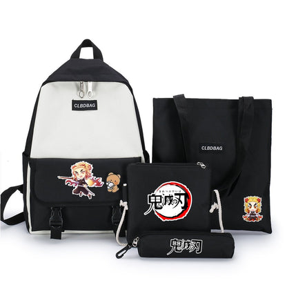 4PCS/set Demon Slayer: Kimetsu No Yaiba Kamado Tanjirou Agatsuma Zenitsu Hashibira schoolbag Backpack Shoulder bag Model Gift