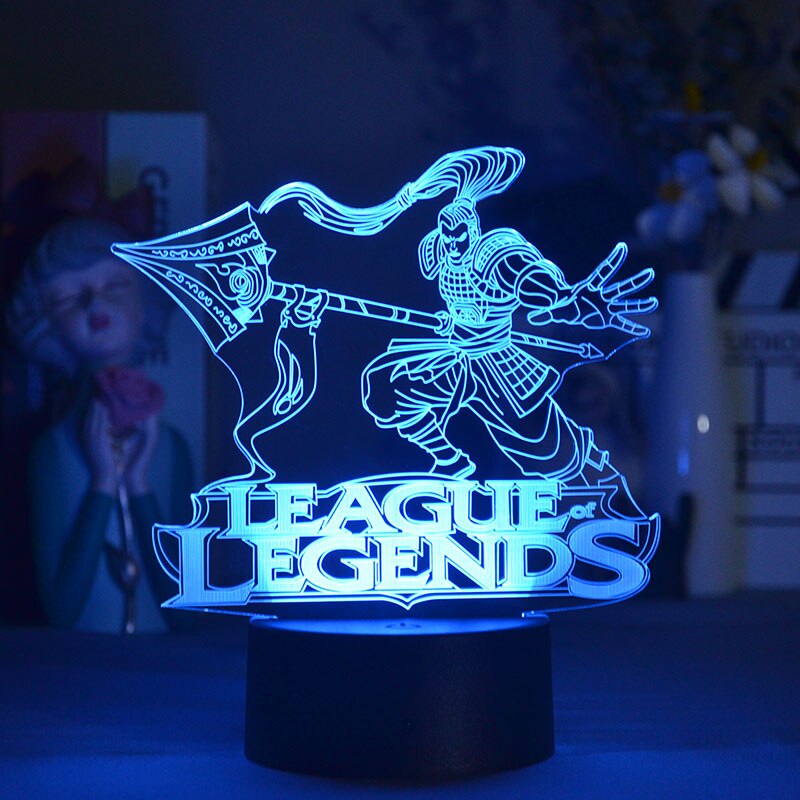 Xin Zhao Champion League of Legends 3D Visual Lamp Gaming Room Desk Backlight Novelty Acrylic Lighting Decoration on the table