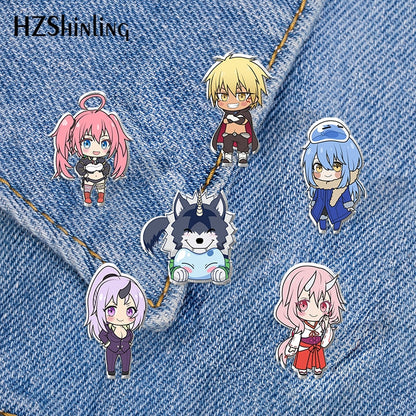 2021 New That Time I Got Reincarnated as a Slime Acrylic Lapel Pin Anime Epoxy Butterfly Clasp Pin Handmade Butterfly Brooch