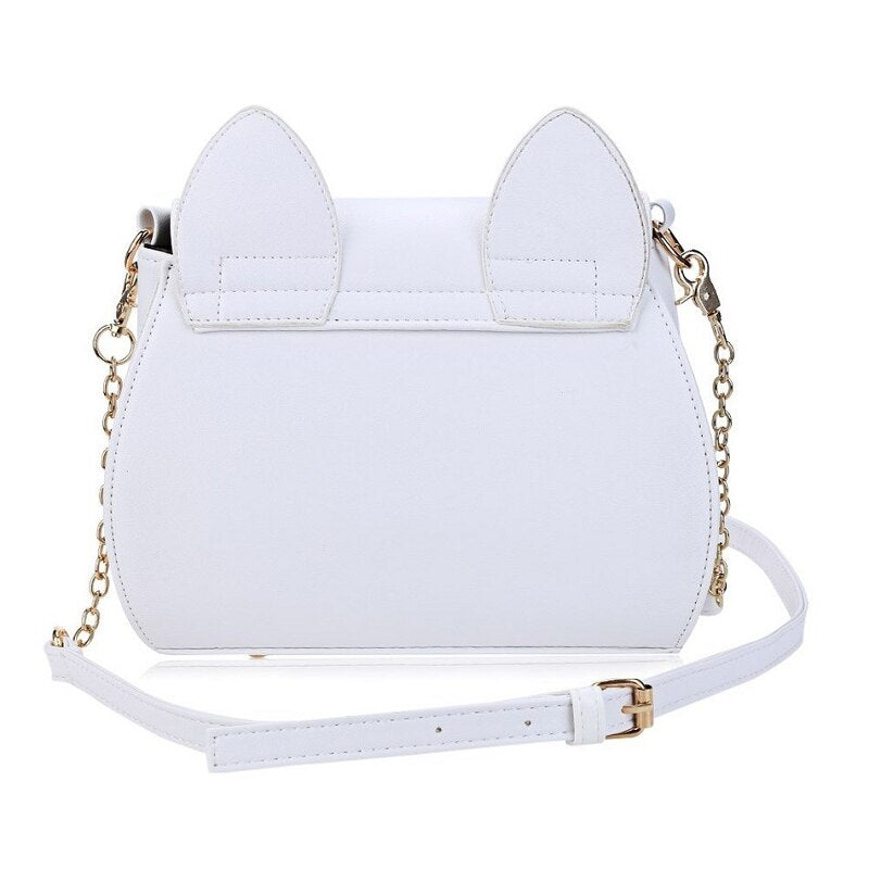 2023 New Sailor Moon Ladies Handbag Black Luna Cat Shape Chain Shoulder Bag PU Leather Women Messenger Crossbody Small Bag