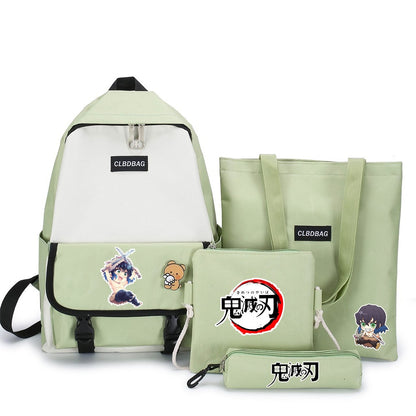 4PCS/set Demon Slayer: Kimetsu No Yaiba Kamado Tanjirou Agatsuma Zenitsu Hashibira schoolbag Backpack Shoulder bag Model Gift