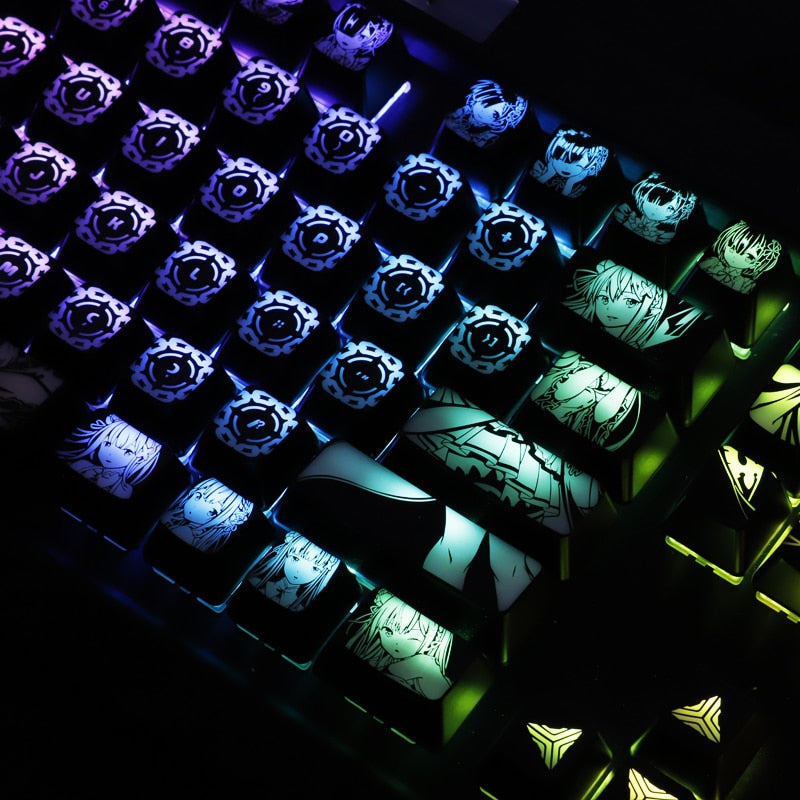 1 set high-end backlit keycap mechanical keyboard Swallow stars coating key cap for Re: zero Corsair K70 Razer Cherry