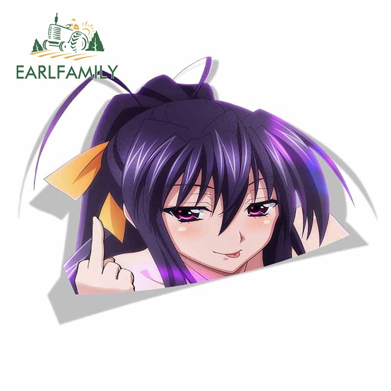 13cm x 9.7cm Akeno Himejima High School DxD Peek Big Head Anime Vinyl JDM Car Stickers Window Trunk Laptop Decal