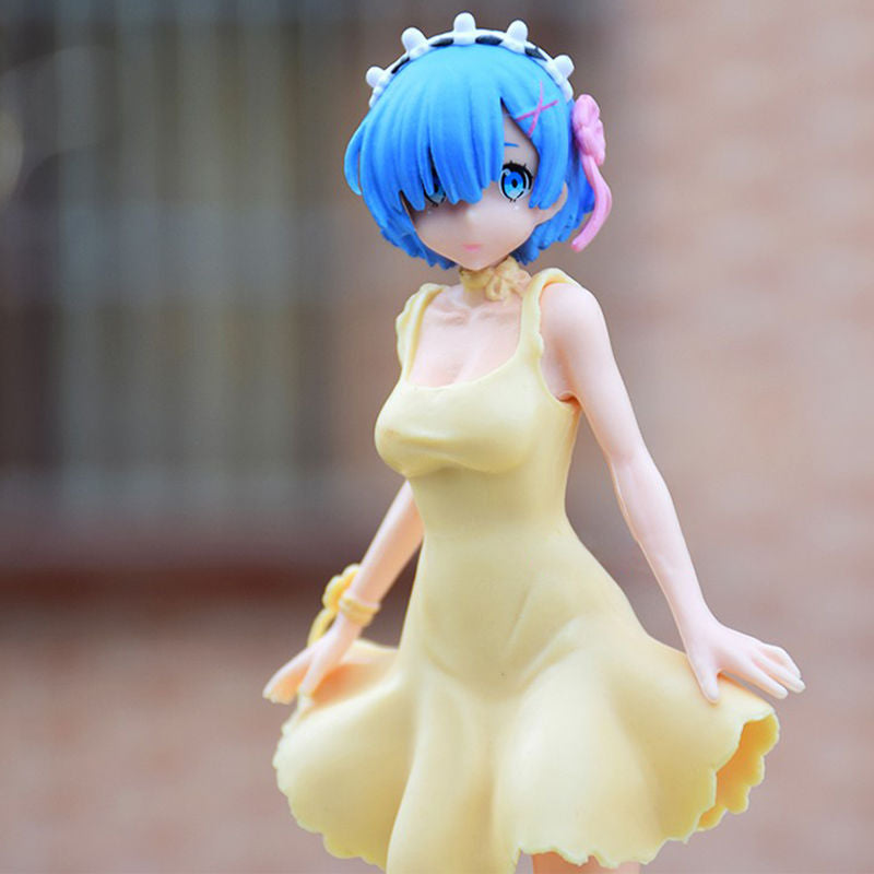 Anime Re: Zero In A Different World From Zero Rem Ram yellow skirt Figure cute Emilia PVC Action Figure Collection Model Toys