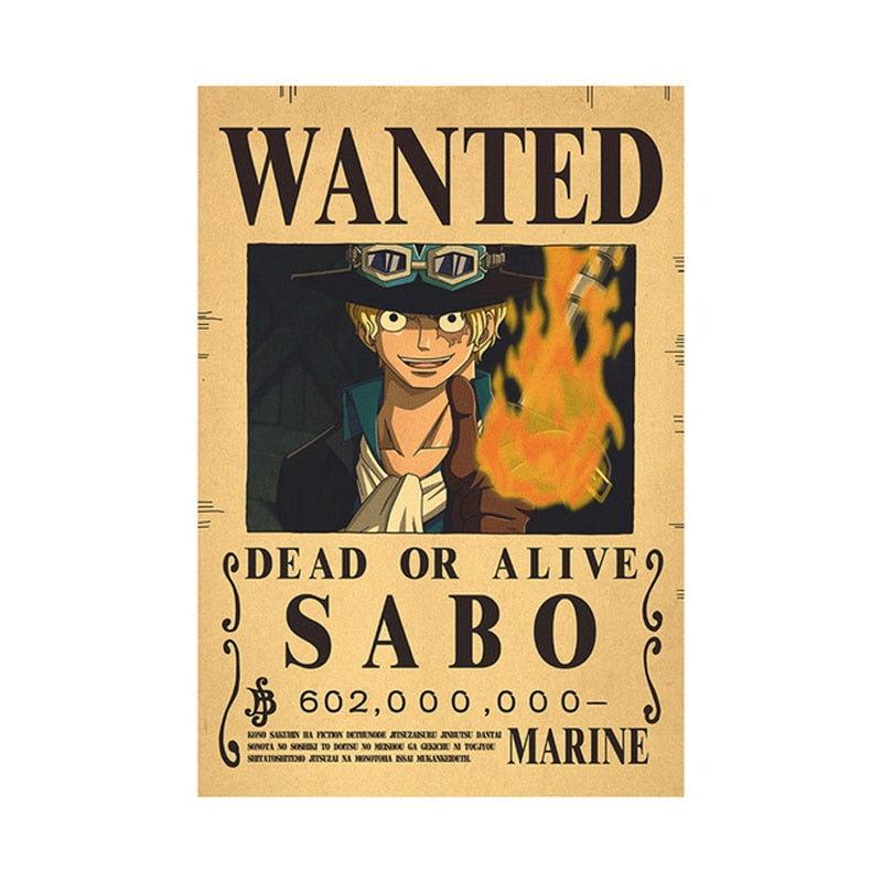 New Anime One Piece Bounty Wanted Posters 4 Emperors Kid Action Figures Vintage Living Room Wall Decoration Stickers Poster Toys