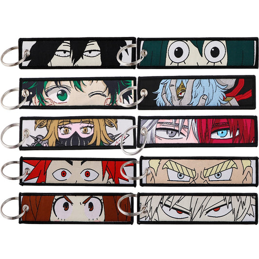 My Hero Academia Anime Key Chain for Men Key Fobs Holder Embroidery Key Ring Key Tag for Motorcycles and Cars Accessories