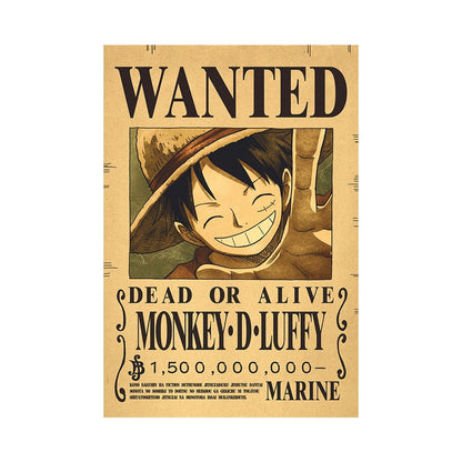 New Anime One Piece Bounty Wanted Posters 4 Emperors Kid Action Figures Vintage Living Room Wall Decoration Stickers Poster Toys