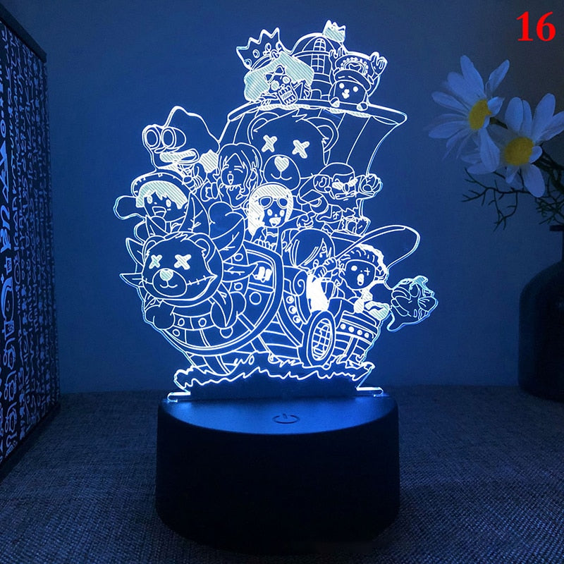 Anime One Pieces Lamp Figure Luffy Sanji Zoro Nami 3D Led Night Light Child Manga Gift Color Changing Action Figure Model Toy