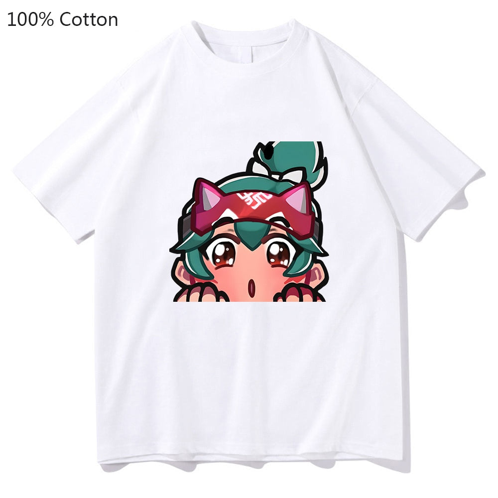 Kiriko Overwatch 2 T-shirts WOMEN 100% Cotton Kawaii/Cute T Shirts Hot Game Tshirts Handsome Short Sleeve Cartoon Fashion O-neck