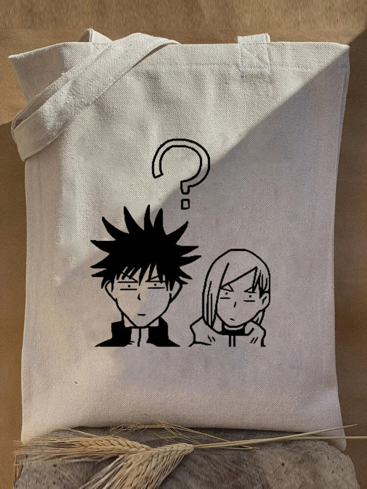 Harajuku Y2k anime Jujutsu Kaisen Women Bags Shopping Bag Canvas Shopper Bag Reusable Tote Bag Handbags Shoulder Bag Collapsible