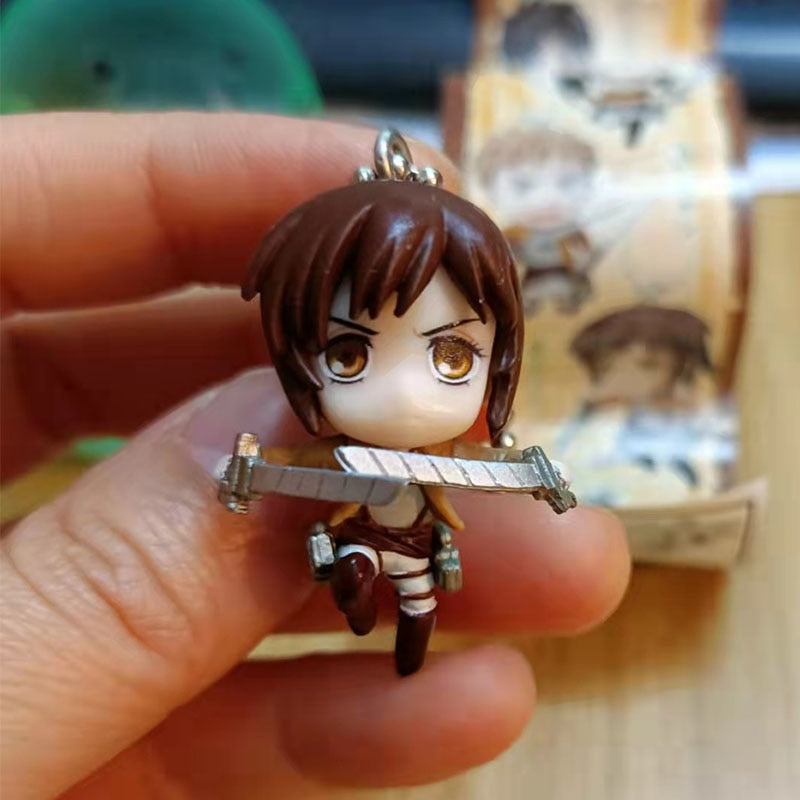 Action no Capsule Attack On Titan Mini Pendants Toys For Children Levi Armin Mikasa Eren The Giant Keyring Toys Collectible Gift