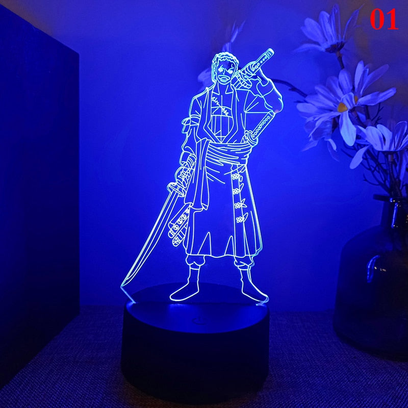 Anime One Pieces Lamp Figure Luffy Sanji Zoro Nami 3D Led Night Light Child Manga Gift Color Changing Action Figure Model Toy