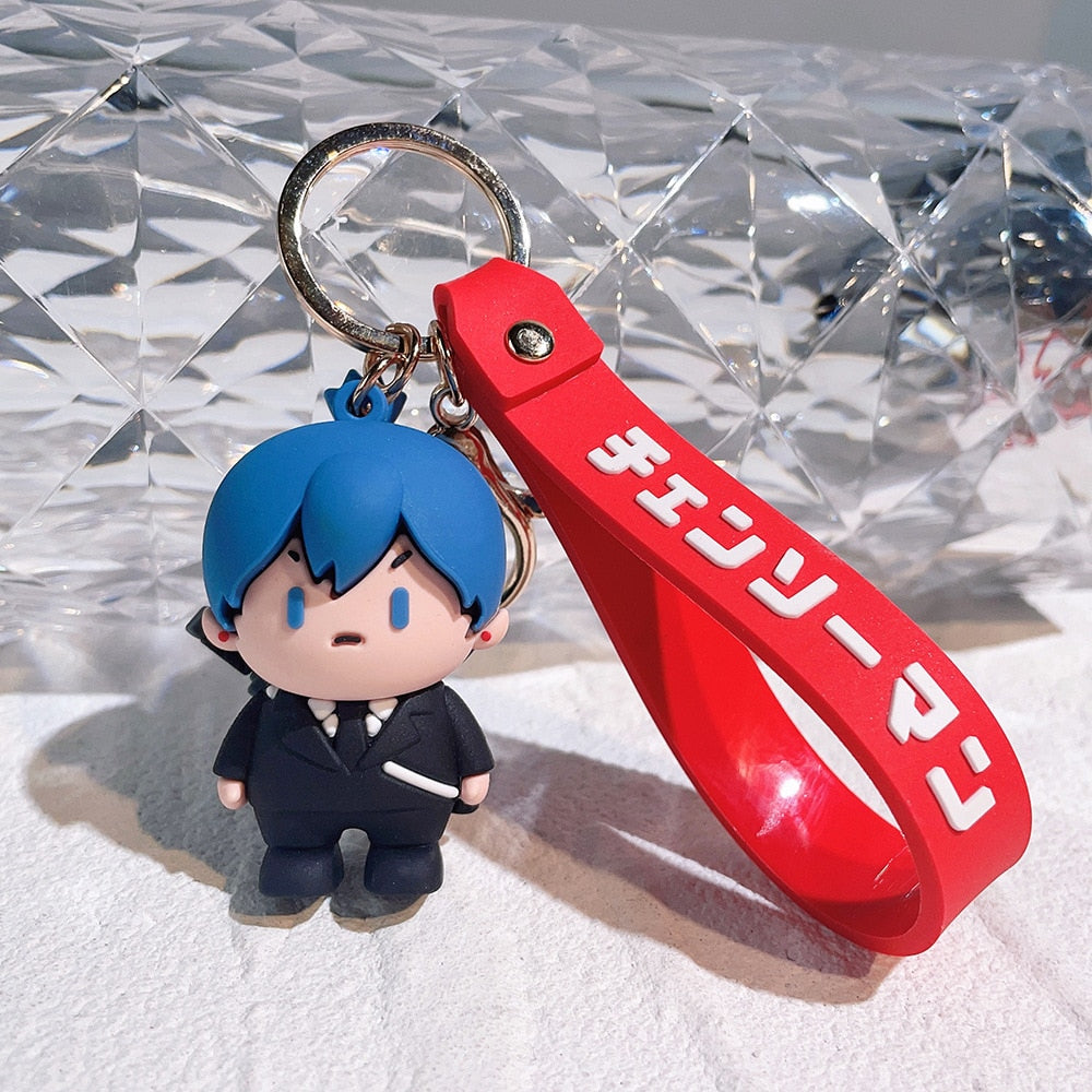 Anime Chainsaw Man Keychain Very Cool Soft Rubber Devil Denji Car Keyring Cute Pochita Toy Key Chain Bag Pendant Key Holder Gift