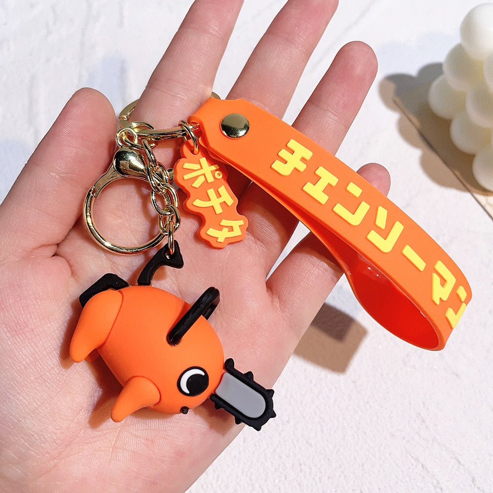 Anime Chainsaw Man Keychain Very Cool Soft Rubber Devil Denji Car Keyring Cute Pochita Toy Key Chain Bag Pendant Key Holder Gift