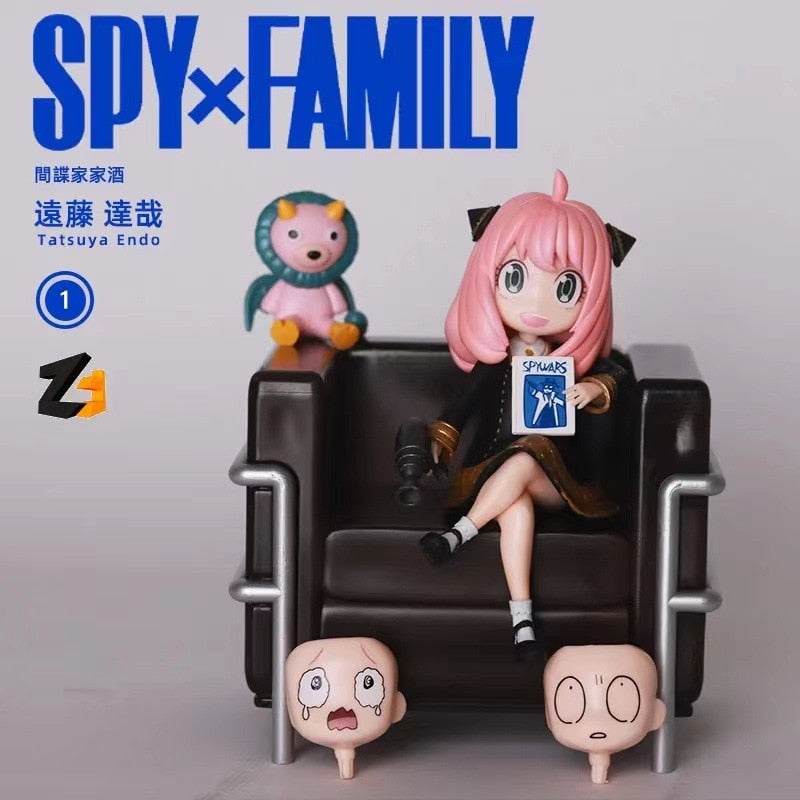 Anime Spy X Family Anya Figure Toys Loid Yor Forger Chibi Anua Figure With Base Figurine PVC Model Dolls Toy Gifts For Kids