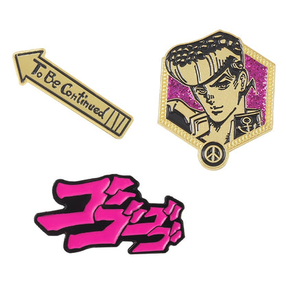 4-5pcs/Set Anime Pins Suit Enamel Pin JOJO's Bizarre Adventure Attack on Titan Jujutsu Kaisen Brooches Gift Friend Wholesale