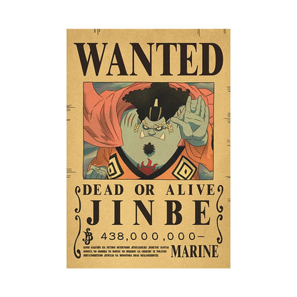 New Anime One Piece Bounty Wanted Posters 4 Emperors Kid Action Figures Vintage Living Room Wall Decoration Stickers Poster Toys