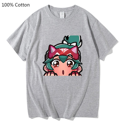 Kiriko Overwatch 2 T-shirts WOMEN 100% Cotton Kawaii/Cute T Shirts Hot Game Tshirts Handsome Short Sleeve Cartoon Fashion O-neck