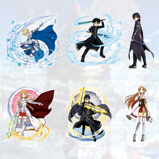 Anime Sword Art Online Acrylic Stand Cartoon Figure SAO Kirito Asuna Creativity Desktop Standing Plate Decoration Model Toy Gift