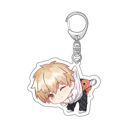 Manga Chainsaw Man Collection Keychain Car Key Chain Anime Figures Denji Pochita Makima Power Acrylic Metal Keyring Wholesale