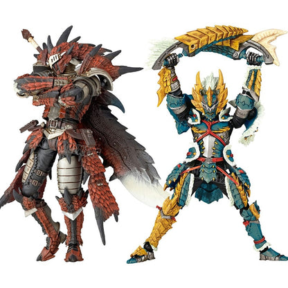 17cm Monster Hunter Jinou/Rathalos Anime Figure Revoltech Yamaguchi Action Figure Hunter Swordsman Figurine Adult Model Doll Toy