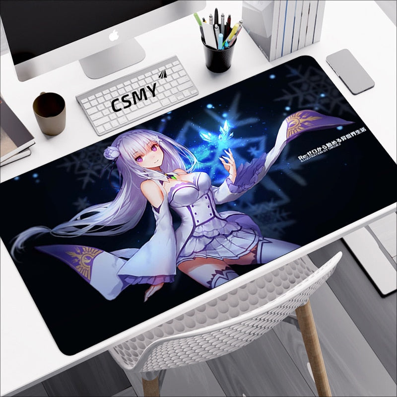 Anime Mouse Pad Gamer Re: Zero Rem Pc Gaming Accessories Rubber Mat Deskmat Mousepad Mats Keyboard Cabinet Mause Laptops Pads Xxl