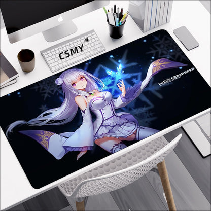 Anime Mouse Pad Gamer Re: Zero Rem Pc Gaming Accessories Rubber Mat Deskmat Mousepad Mats Keyboard Cabinet Mause Laptops Pads Xxl