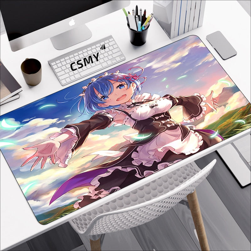 Anime Mouse Pad Gamer Re: Zero Rem Pc Gaming Accessories Rubber Mat Deskmat Mousepad Mats Keyboard Cabinet Mause Laptops Pads Xxl