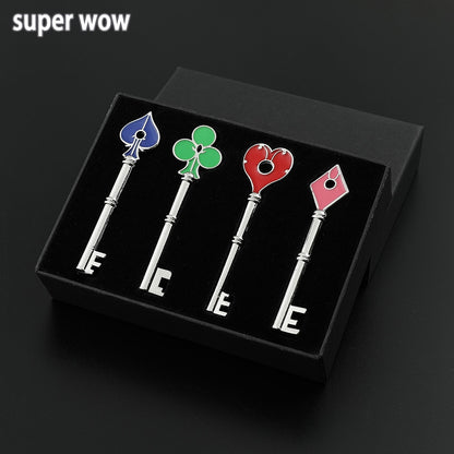 4Pcs Residents Evil RPD Keychains Playing Card Square Plum Heart Keyring Key For Men Jewelry Accessories Fans Collection Gift