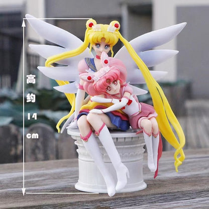 Bandai Anime Sailor Moon Pvc Doll Girl Toy Cake Decoration Action Model Car Ornament Children Christmas Birthday Gift