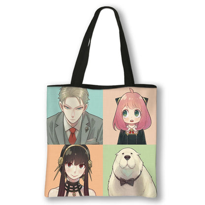 Japanese Anime Spy x Family Print Handbag Women Manga Characters Anya Shopping Bags Harajuku Totes Bag Canvas Shoulder Bags Gift