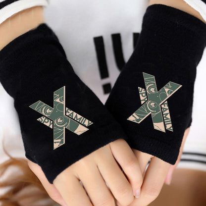 1 Pair Cartoon Anime Spy X Family Cosplay Cotton Wrist Gloves Loid Anya Yor Forger Half Finger Gloves Plush Toys Children Gifts