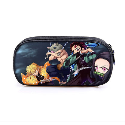 Anime Demon Slayer Kimetsu No Yaiba Canvas Purse Pencil Case Zipper Makeup Bag Pen Stationery Bag catoon Pencil Box