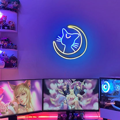 Anime Neon Sign Sailor Moon Luna Cat Bedroom Neon Sign/Game Room/Living Room Wall Decor Art Led Neon Sign Graduation Gifts Neon